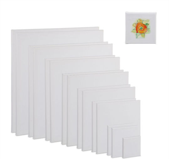Relaxdays Set 16 Pânze Pătrate Albe 50x1.5x50 Cm