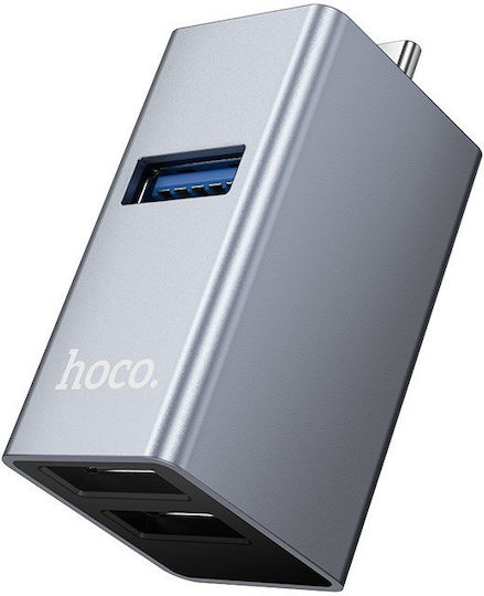 Hoco USB-Hub mit 3 Anschlüssen USB 3.0 mit USB-C Verbindung Grau