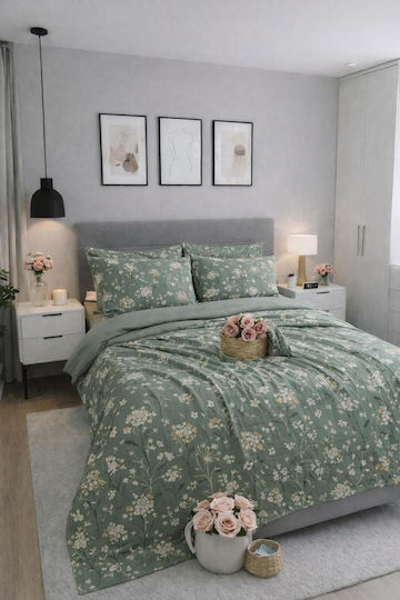 SteweHome Σετ Παπλωματοθήκη Βαμβακερή 230x200cm Υπέρδιπλη με 2 Μαξιλαροθήκες Πορτοκαλί