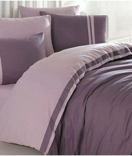 SteweHome Σετ Παπλωματοθήκη Βαμβακερή 180x220cm Ημίδιπλη με Μαξιλαροθήκη Εκρού