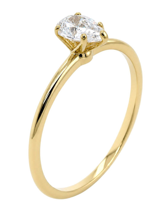 Xrisokosmima Single Stone Ring From 9K Gold With Zircon