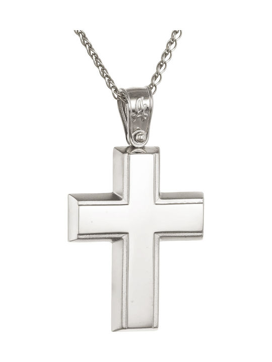 Männlicher Weißgold Kreuz 14K mit Kette
