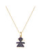 Gold 14K Pendant Girl Black Cord 40cm