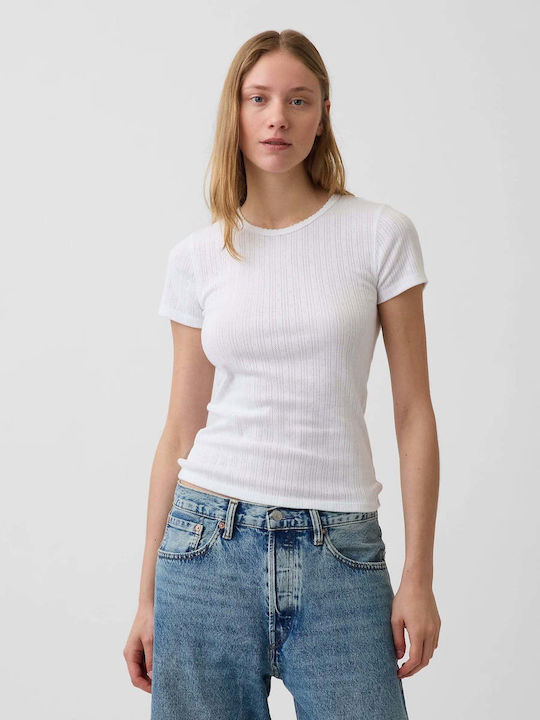 GAP Γυναικείο Crop Top Βαμβακερό Fresh White