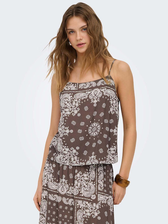 Only Damen Bluse Ärmellose Braune Top