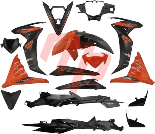 Costum Kit De Materiale Plastice Sym Vf 185 Vf185 Portocalii Autocolante Racing 16 Bucăți