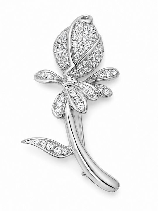 Blume Brosche aus Weißgold 14K Weiß