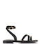 Leather Women's Flat Sandals Black