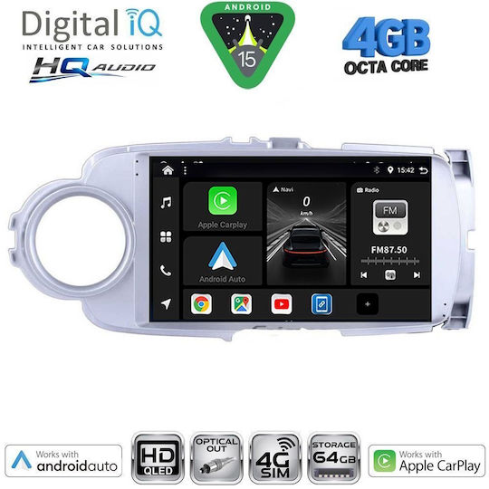 Digital IQ Car Audio System for Toyota Yaris 2011-2015 (Bluetooth/USB/WiFi/GPS/Apple CarPlay/Android Auto) with 9" Touch Screen