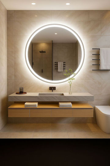 SteweHome STE-008105-V14531-131296 Στρογγυλός Led Αφής 90x90cm Λευκός