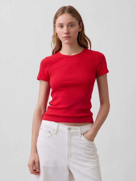 GAP Γυναικείο Crop Top Βαμβακερό Pure Red