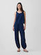 Women's Fabric Trousers with Elastic Navy Blue Wash