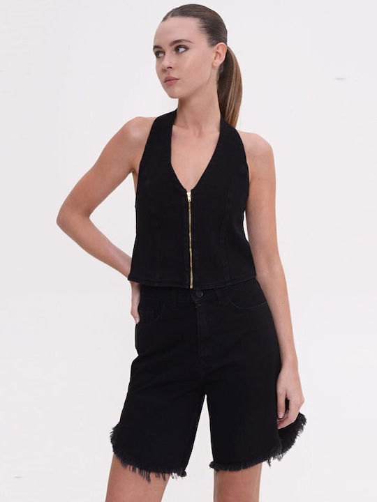 Women's Black Jean Bermuda