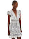 Summer Mini Dress with Ruffles Off-White