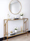 Metal Console Table with Glass Top Gold L100xW30xH90cm