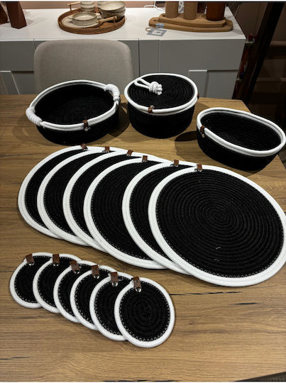 SteweHome Black Wicker Placemats 33x33cm 15 Pieces