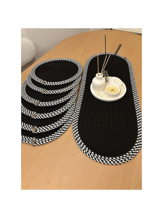 SteweHome Wicker Black Placemats 80x30cm 6 Pieces