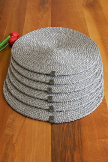SteweHome Tischsets Rund Stoff Grau 32cm 6 Stück