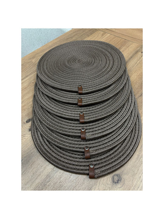 SteweHome Round Wicker Beige Placemats 33cm 6 Pieces
