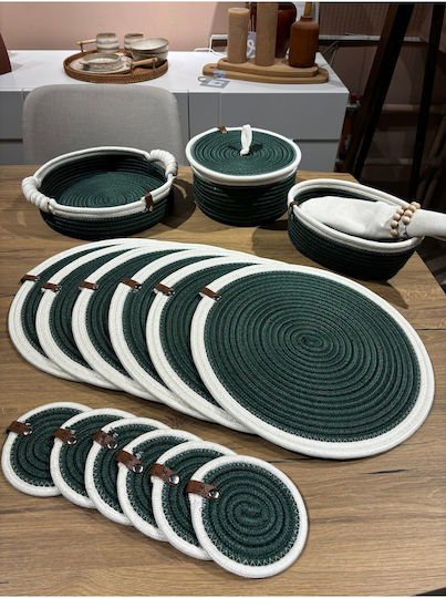 SteweHome Wicker Green Placemats 33x33cm 15 Pieces