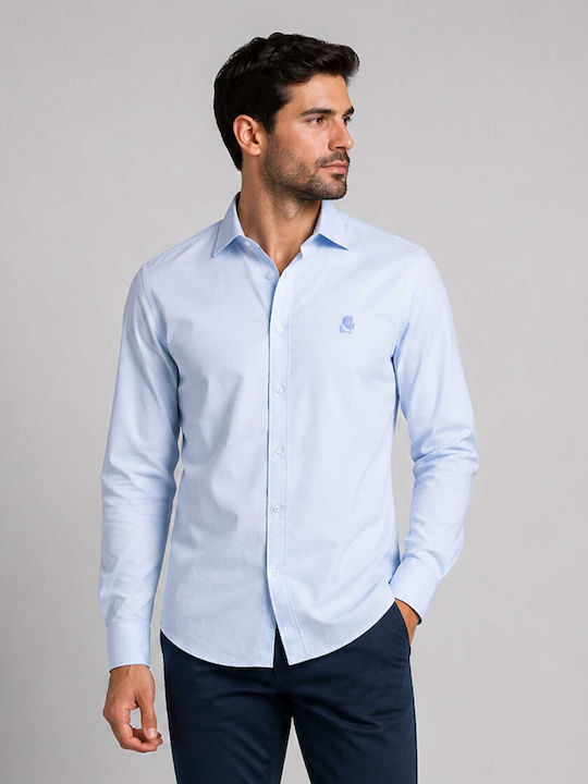 Long Sleeve Checked Shirt Light Blue