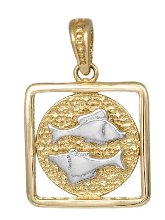 Charm Zodiac Sign Pisces Gold 9 K