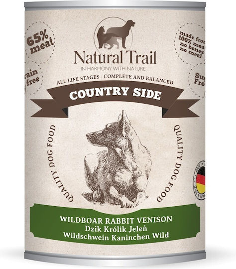 Natural Trail Wet Dog Food With Wild Boar Rabbit And Deer 800gr