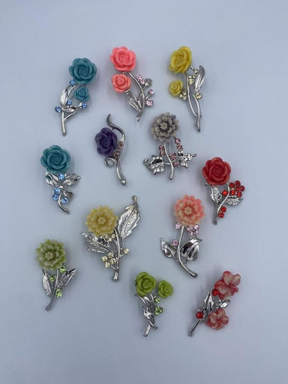 Decorative Flower Pins Colorful 12 Designs 5.5cm Height Per Set 12 Pieces
