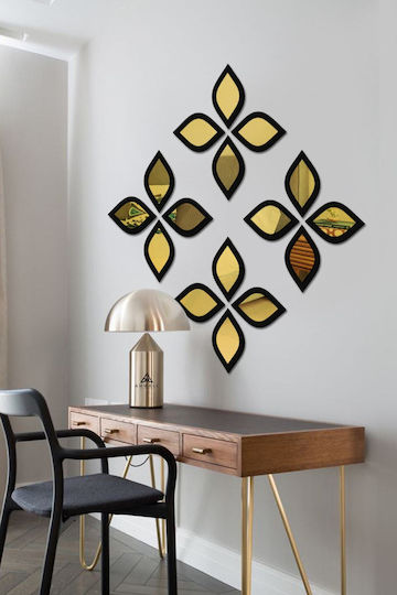 Stewehome Set of Decorative Plexiglass Mirrors Wooden Texture 13x8x4 Cm