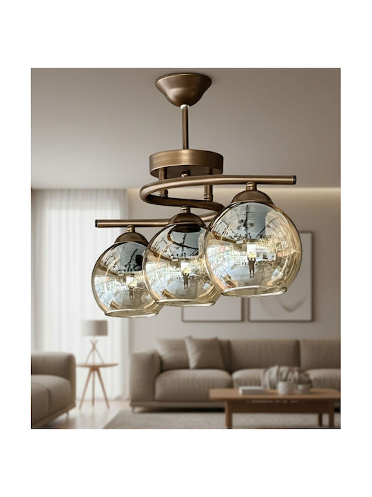 SteweHome Brown Pendant Ceiling Light with E27 Socket 30x46x20cm