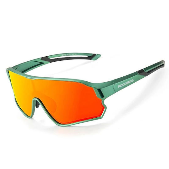 Rockbros Cycling Glasses with Green Frame and Polarized Lenses
