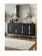 Wooden Sideboard with Mirror Gray 180x32x75cm