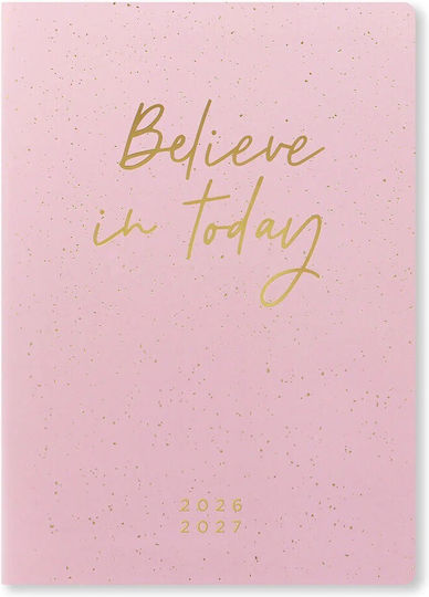 *ακαδημαικο Ημερολογιο Letts Inspire 2026-2027 Ημερησιο A5 Multilanguage Believe In Today Ροζ 27-031395