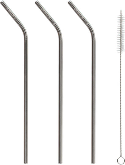 Metal Straws with Brush Set 4 Pieces Chilly's Reusable Stainless Steel Straws Stainless