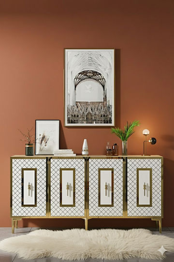 SteweHome Sideboard Mit Spiegel Gold 150x32x75cm