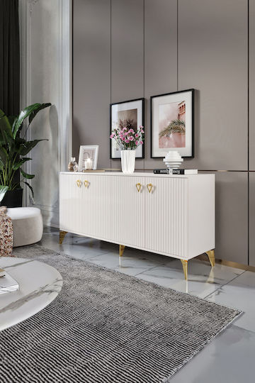 Sideboard Holz Ecru 160x40x84cm