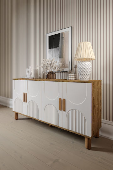 SteweHome Sideboard Aus Holz Ecru 160x40x79cm