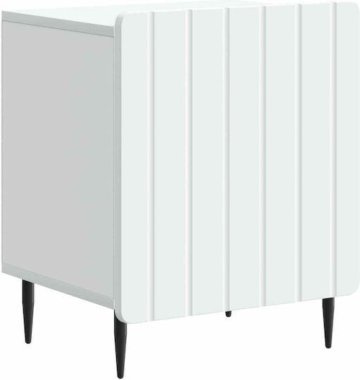 Κομοδίνο Ξύλινο με Μεταλλικά Πόδια Λευκό 43x34.5x52cm