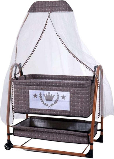 SteweHome Cradle with Mattress and Wheels Brown
