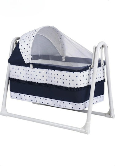 SteweHome Babywiege mit Matratze und Rädern Marineblau