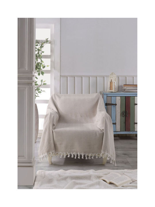 SteweHome Knitted Armchair Throw 160x160cm Natural