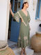 Midi Abendkleid Mit Spitze Grünes