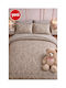 SteweHome Set Kids Double Duvet Cover With 2 Cotton Beige Pillowcases 200x220cm