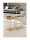 Round Zigon Set Wooden Silver 3 Pieces W34xL34xH48cm