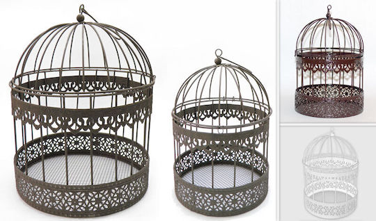 Σετ Κλουβι Στρογγυλο Μικρο 29cm X 23cm 0517785 Καφε Αντικε