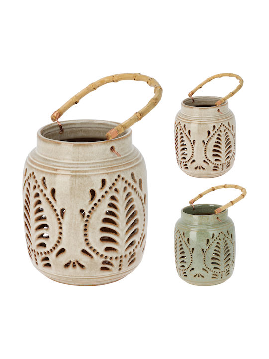 Oem Φαναρι Κεραμικο Διατρητο Χερουλι Bamboo 16x20,5cm Assorted