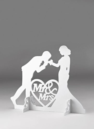 Holzdekorationsstück Mr & Mrs Weiß 55x50cm