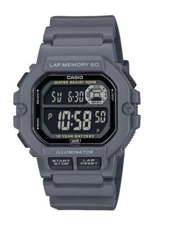 Casio Ψηφιακό Γυναικείο Ρολόι Χρονογράφος Μπαταρίας με Γκρι Καουτσούκ Λουράκι