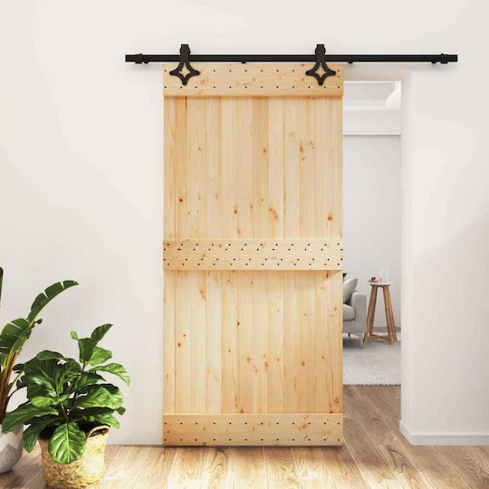 Vidaxl Плъзгаща Се Врата Естествено Черно 100 X 210 См