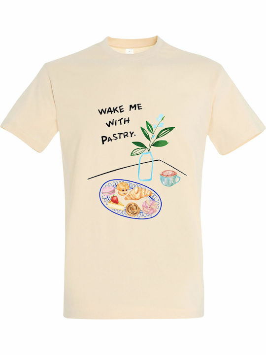 T-shirt Unisex " Wake Me Pastry Summer Watercolor " Cream T-shirt Unisex " Wake Me Pastry Summer Watercolor " Cream